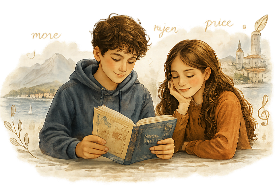 Djevojčica i dječak — ilustracija za stariju djecu